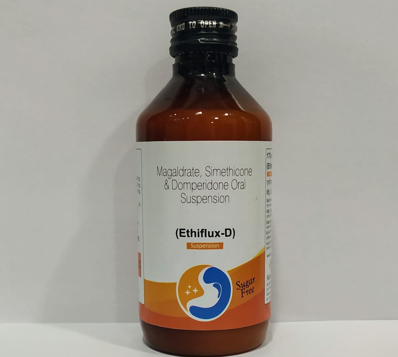 ETHIFLUX-D SUSP | Magaldrate I.P. 400 mg + Simethicone 20mg + Domeperidone 10mg (per 5 ml) Sugar Free